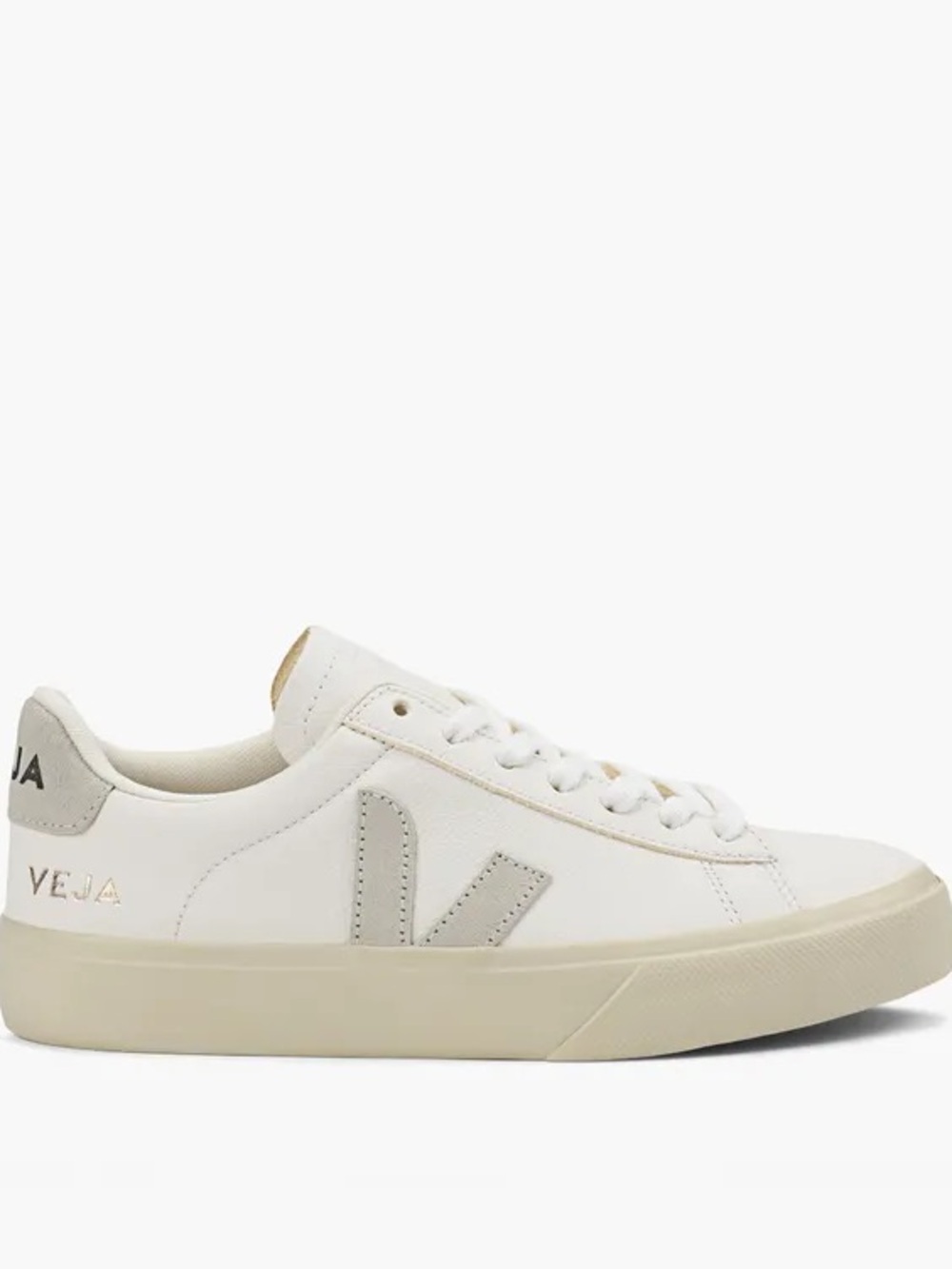 Veja Women's Low-Top Sneakers in White and Cream with Gray V